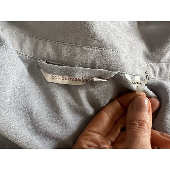 Soft Surroundings Ibiza Embroidered Gray Chiffon Maxi Dress Size Large - Picture 6 of 7